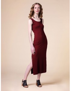 ABITO LUNGO SLIM IN BAMBU' "ANN" - BORDEAUX