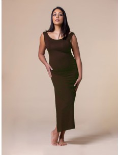ABITO LUNGO SLIM IN BAMBU' "ANN" - MARRONE