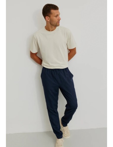PANTALONE SPORTIVO UOMO IN LINO ED ECOVISCOSA "TANGELO"