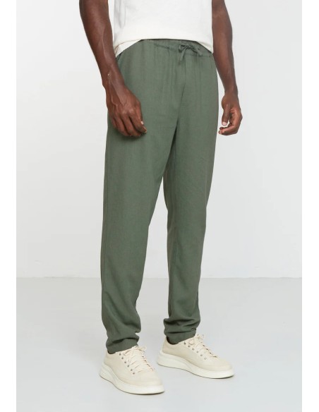 PANTALONE SPORTIVO UOMO IN LINO ED ECOVISCOSA "TANGELO"