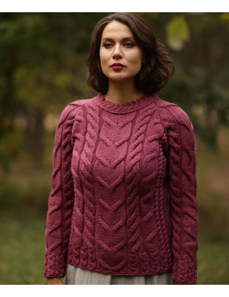 MAGLIONE ARAN IN LANA SUPERSOFT "RAGLAN"