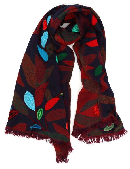 STOLA IN LANA RICAMATA 70X180 "PEACE"