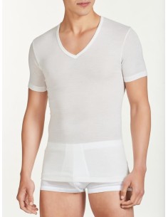 T-SHIRT IN LANA EXTRAFINE SCOLLO V - NERO 2