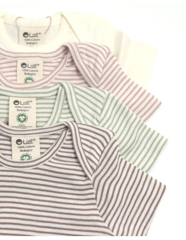 BODY BABY IN COTONE BIOLOGICO A RIGHE
