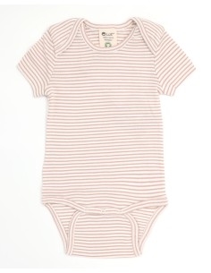 BODY BABY IN COTONE BIOLOGICO A RIGHE - ROSA