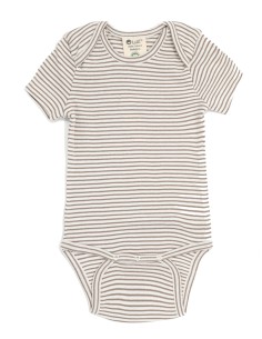 BODY BABY IN COTONE BIOLOGICO A RIGHE - TORTORA