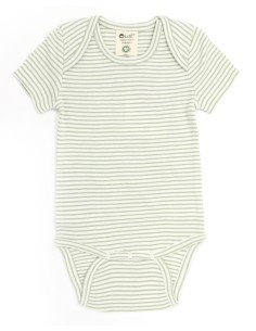 BODY BABY IN COTONE BIOLOGICO A RIGHE - SALVIA