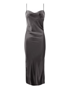 SLIP DRESS IN 100% SETA SATIN "STELLA" - ANTRACITE 2