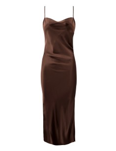 SLIP DRESS IN 100% SETA SATIN "STELLA" - MARRONE 2