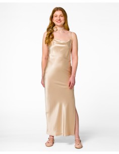 SLIP DRESS IN 100% SETA SATIN "STELLA" - NUDE