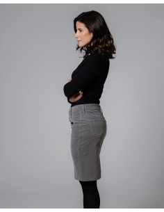 GONNA IN VELLUTO DI COTONE BIOLOGICO "SOUZA" - GRIGIO 2