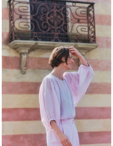 BLUSA A PALLONCINO IN RAMIE