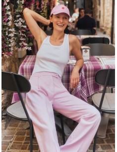 PANTALONE CON PENCES IN COTONE BIOLOGICO