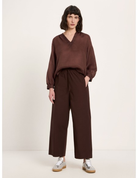 BLUSA MANICHE A 3/4 E SCOLLO A V IN RAMIE