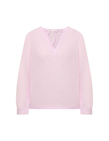 BLUSA MANICHE A 3/4 E SCOLLO A V IN RAMIE