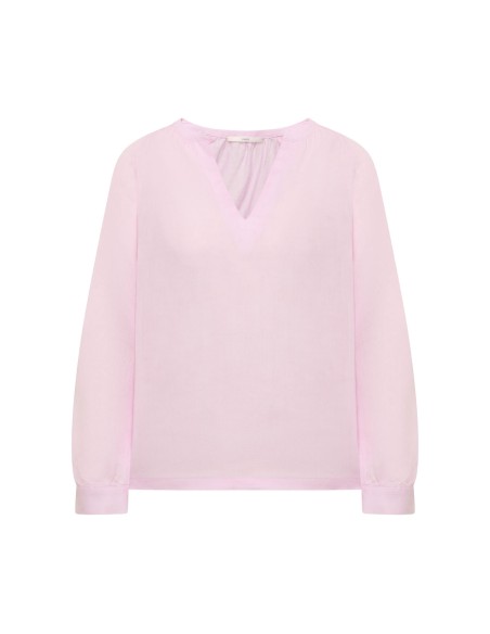 BLUSA MANICHE A 3/4 E SCOLLO A V IN RAMIE