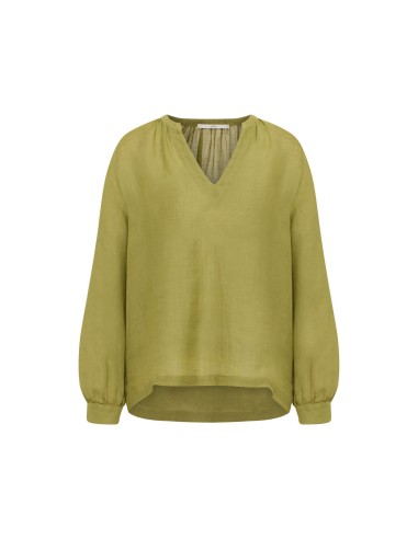 BLUSA MANICHE A 3/4 E SCOLLO A V IN RAMIE