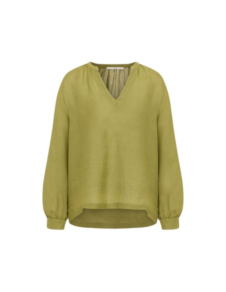 BLUSA MANICHE A 3/4 E SCOLLO A V IN RAMIE