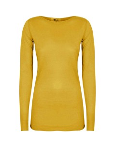 MAGLIA CASHMIRETTA IN SETA E CASHMERE "GRETA" - OCRA