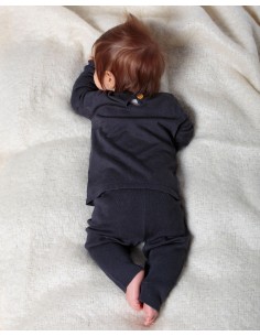 CASHMIRETTA BABY MANICA LUNGA IN SETA E CASHMERE . - CARBONE 2