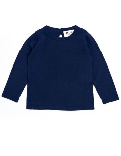 CASHMIRETTA BABY MANICA LUNGA IN SETA E CASHMERE . - NAVY