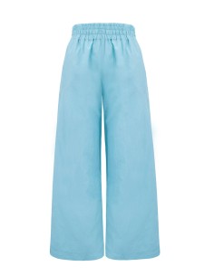 PANTALONE IN SETA E COTONE "TIME" - AZZURRO