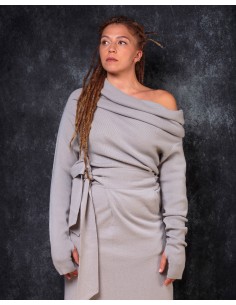 MAXI MAGLIA MANICHE LUNGHE IN LANA E CASHMERE "ASTRAL" -...