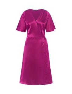 ABITO WRAP IN  SETA SATIN  - FUXIA