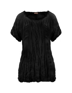 T-SHIRT IN 100% SETA INCRESPATA "KITTY" - NERO