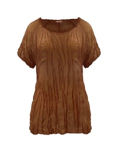 T-SHIRT IN 100% SETA INCRESPATA "KITTY" - TERRACOTTA