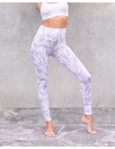 LEGGINGS YOGA ALLOVER IN COTONE BIOLOGICO "TOSCA" - BIANCO