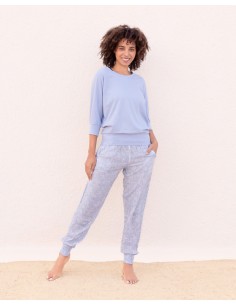 PANTALONE JOGA IN ECOVISCOSA "ANANDA" - AZZURRO