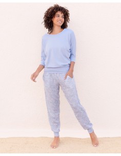 PANTALONE JOGA IN ECOVISCOSA "ANANDA" - AZZURRO 2
