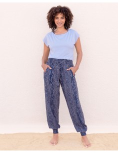 PANTALONE JOGA IN ECOVISCOSA "ANANDA" - BLU 2