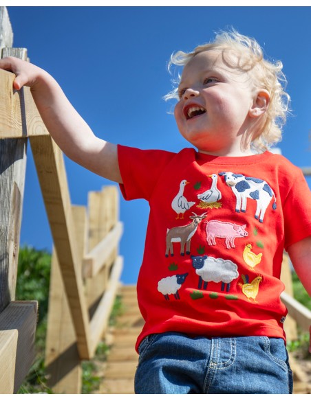 T-SHIRT IN COTONE BIOLOGICO CON APPLICAZIONI "FARM"