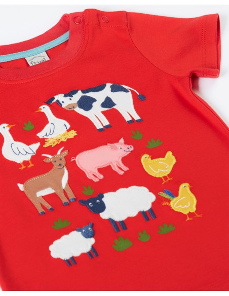 T-SHIRT IN COTONE BIOLOGICO CON APPLICAZIONI "FARM"