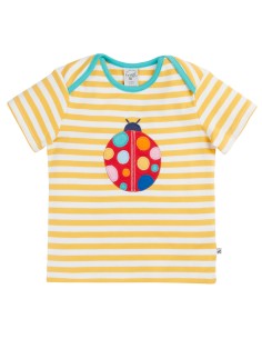 T-SHIRT A RIGHE IN COTONE BIOLOGICO "COCCINELLA" - GIALLO
