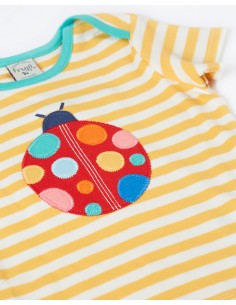 T-SHIRT A RIGHE IN COTONE BIOLOGICO "COCCINELLA" - GIALLO 2