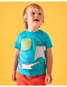 T-SHIRT IN COTONE BIOLOGICO "TROPICAL SEA" - AZZURRO 2