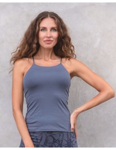 TOP YOGA IN COTONE BIOLOGICO GOTS "MANU" - DENIM 2