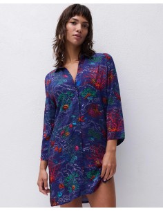 CAMICIA COPRICOSTUME BEACHWEAR "SAUVAGE" - MARINO