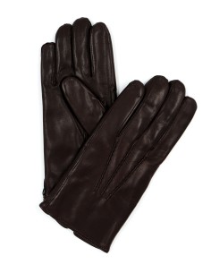 GUANTO IN PELLE E CASHMERE UOMO - MARRONE