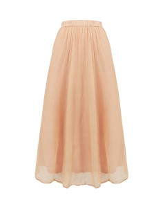GONNA IN SETA CHIFFON E COTONE INCRESPATO "LENE" - ALBICOCCA
