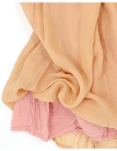 GONNA IN SETA CHIFFON E COTONE INCRESPATO "LENE" - ALBICOCCA 2