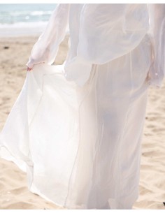 GONNA IN SETA CHIFFON E COTONE INCRESPATO "LENE" - BIANCO 2