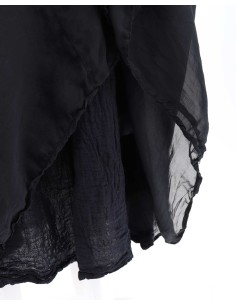 GONNA IN SETA CHIFFON E COTONE INCRESPATO "LENE" - NERO 2