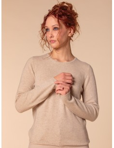 PULL BASIC IN 100% BABY CASHMERE "OLIVIA" - BEIGE