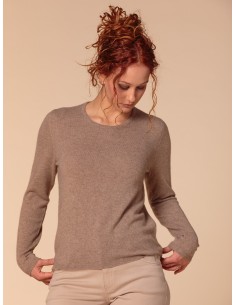 PULL BASIC IN 100% BABY CASHMERE "OLIVIA" - MARRONE