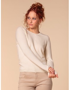PULL BASIC IN 100% BABY CASHMERE "OLIVIA" - NATURALE