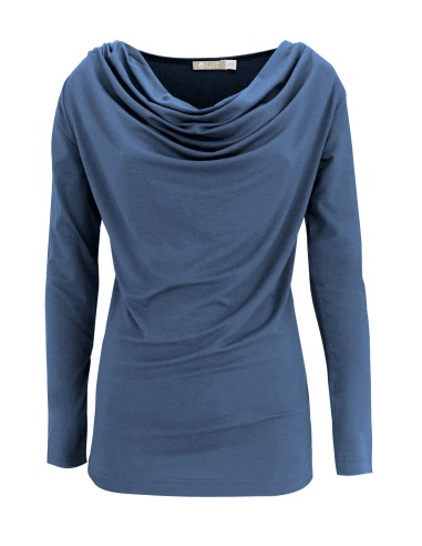 MAGLIA IN BAMBU' CON SCOLLO A CASCATA E MANICA...